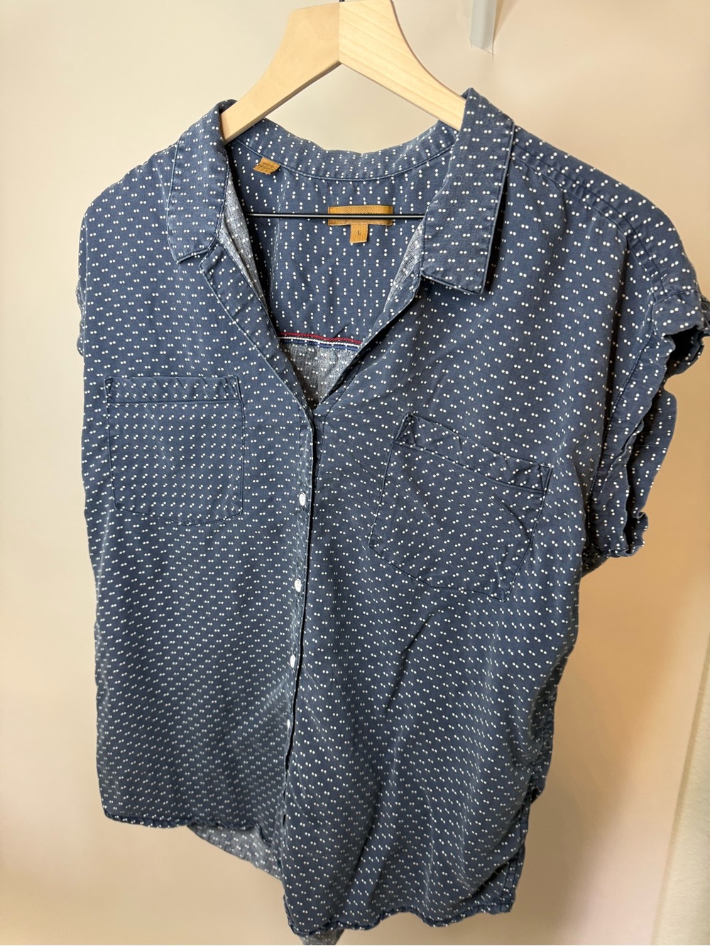 JACHS Girlfriend Navy Dot Button-Down Shirt